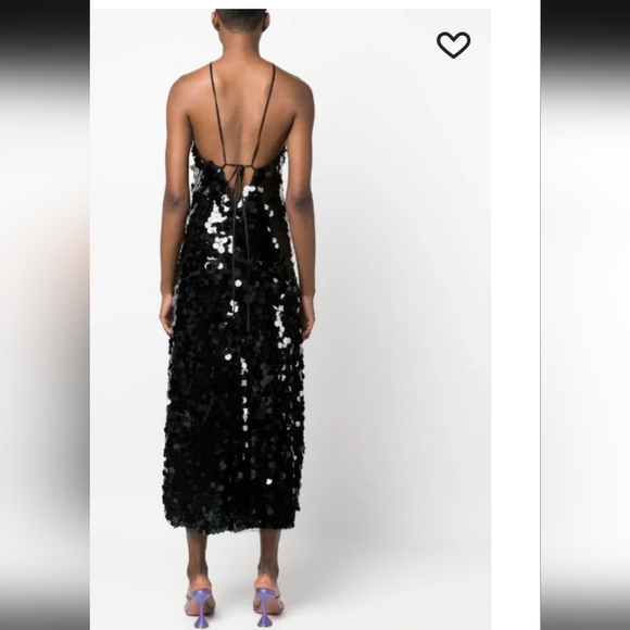 ROTATE BIRGER CHRISTENSEN BLACK SEQUIN HALTERNECK MAXI DRESS - Picture 2 of 4